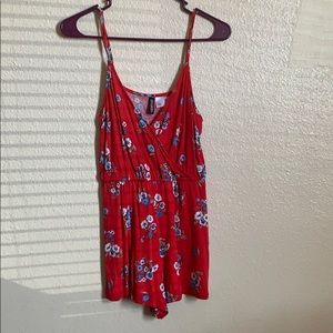 Red Floral Romper